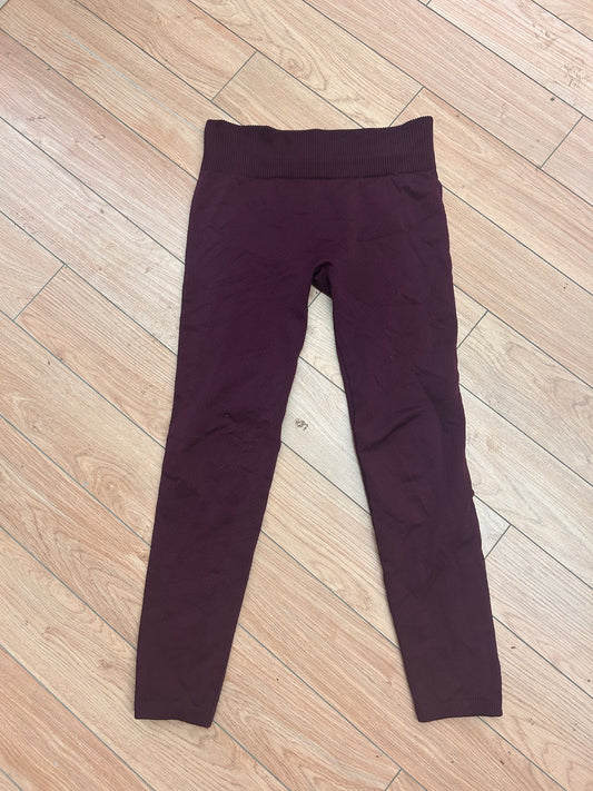 Suzy sheir l/xl burgundy geometric textured leggings