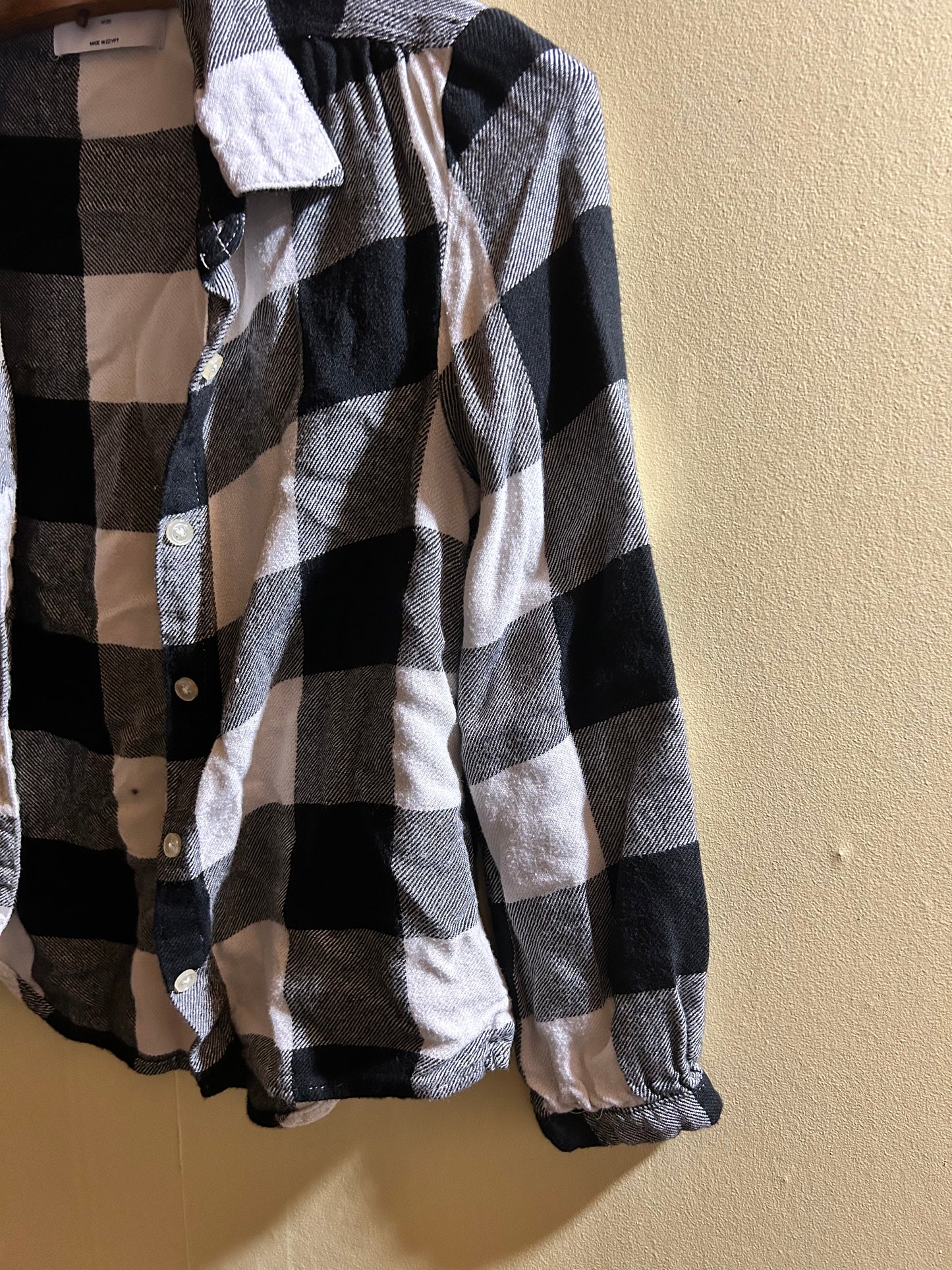 Old navy 8 black & white gingham flannel