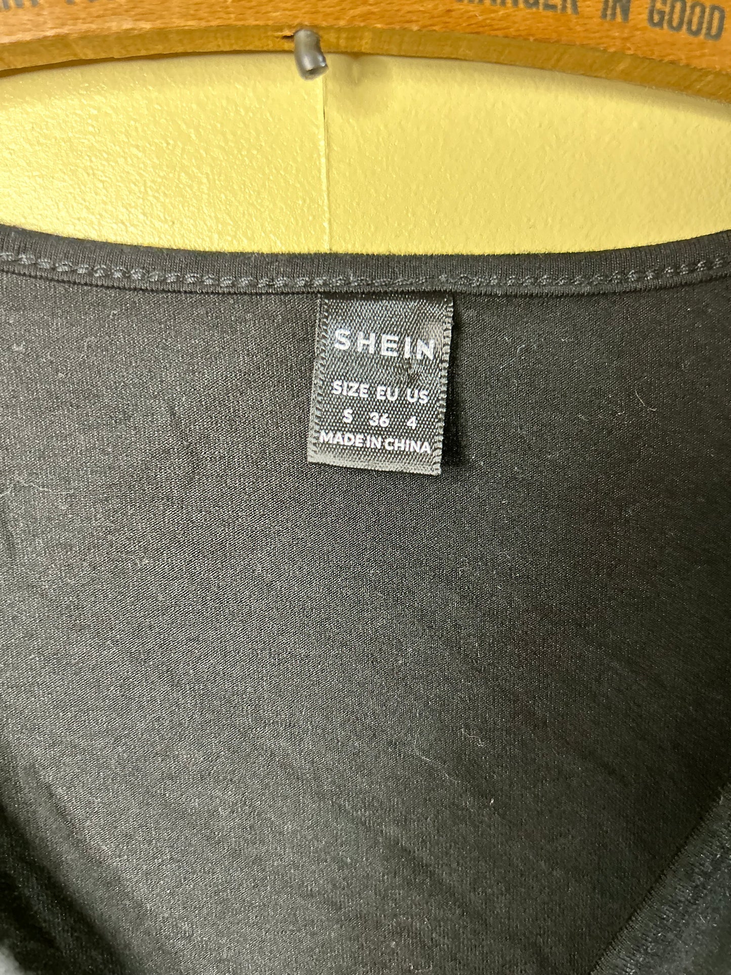 Shein small black sheer long sleeve vneck crop top
