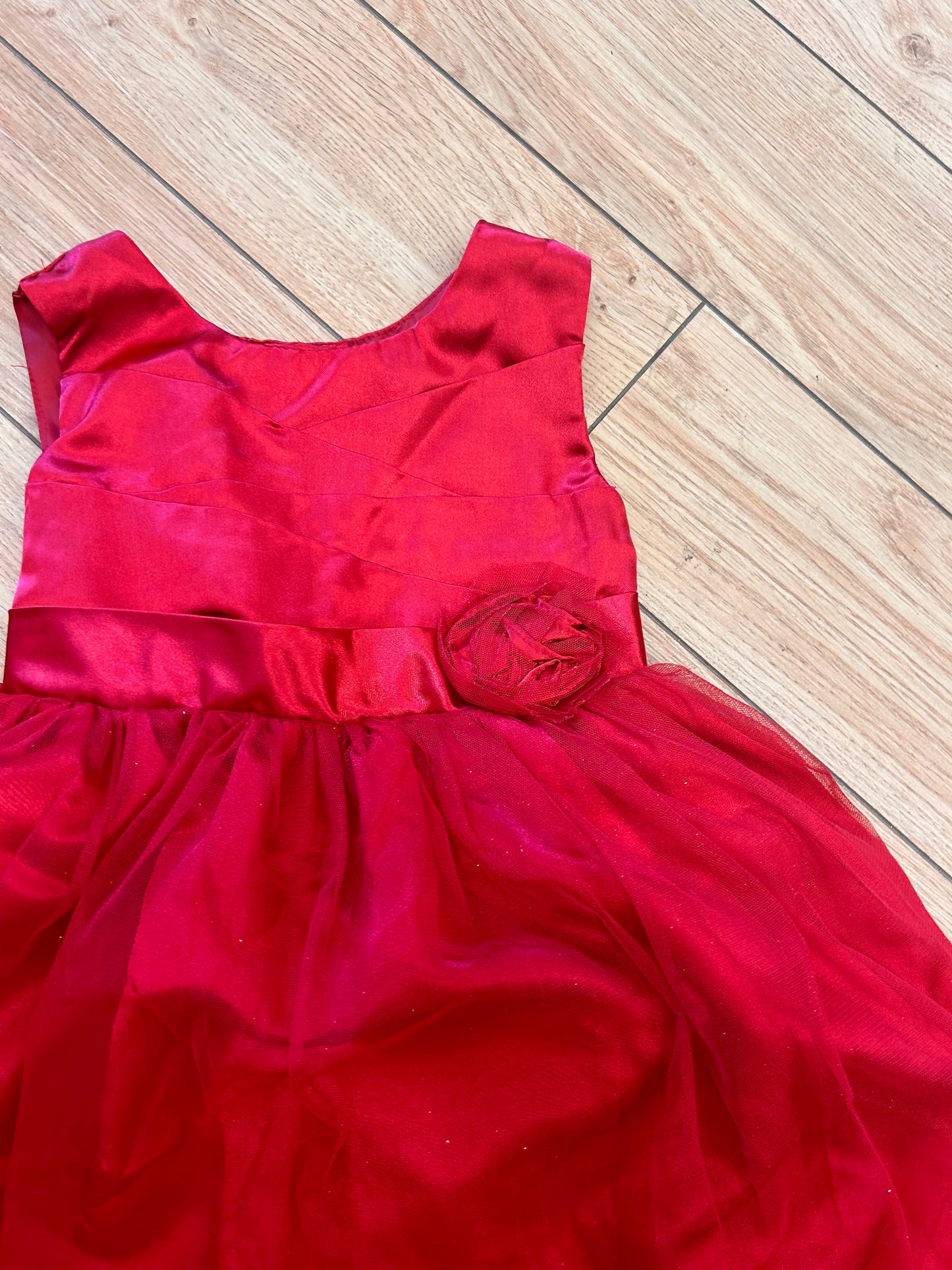 George 6 red tulle dress