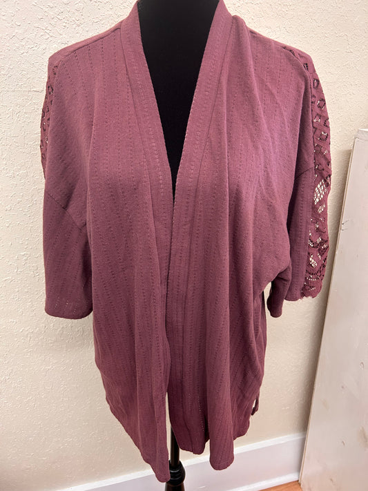 Maurcies xl purple lace short sleeve kimono