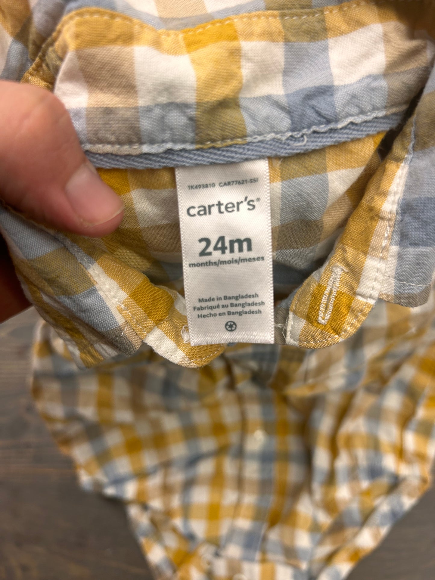 Carters 24m yellow flannel onesie