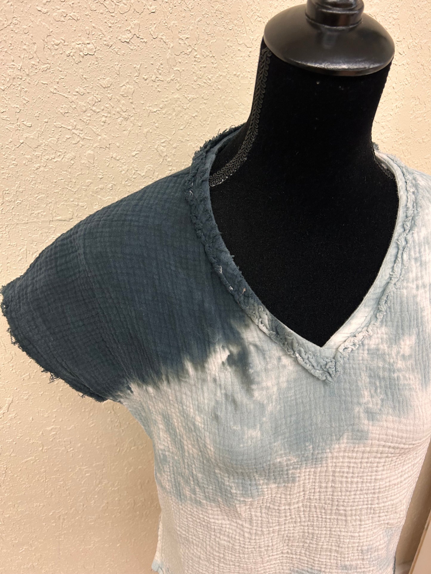 Charlie B medium blue tie dye blouse