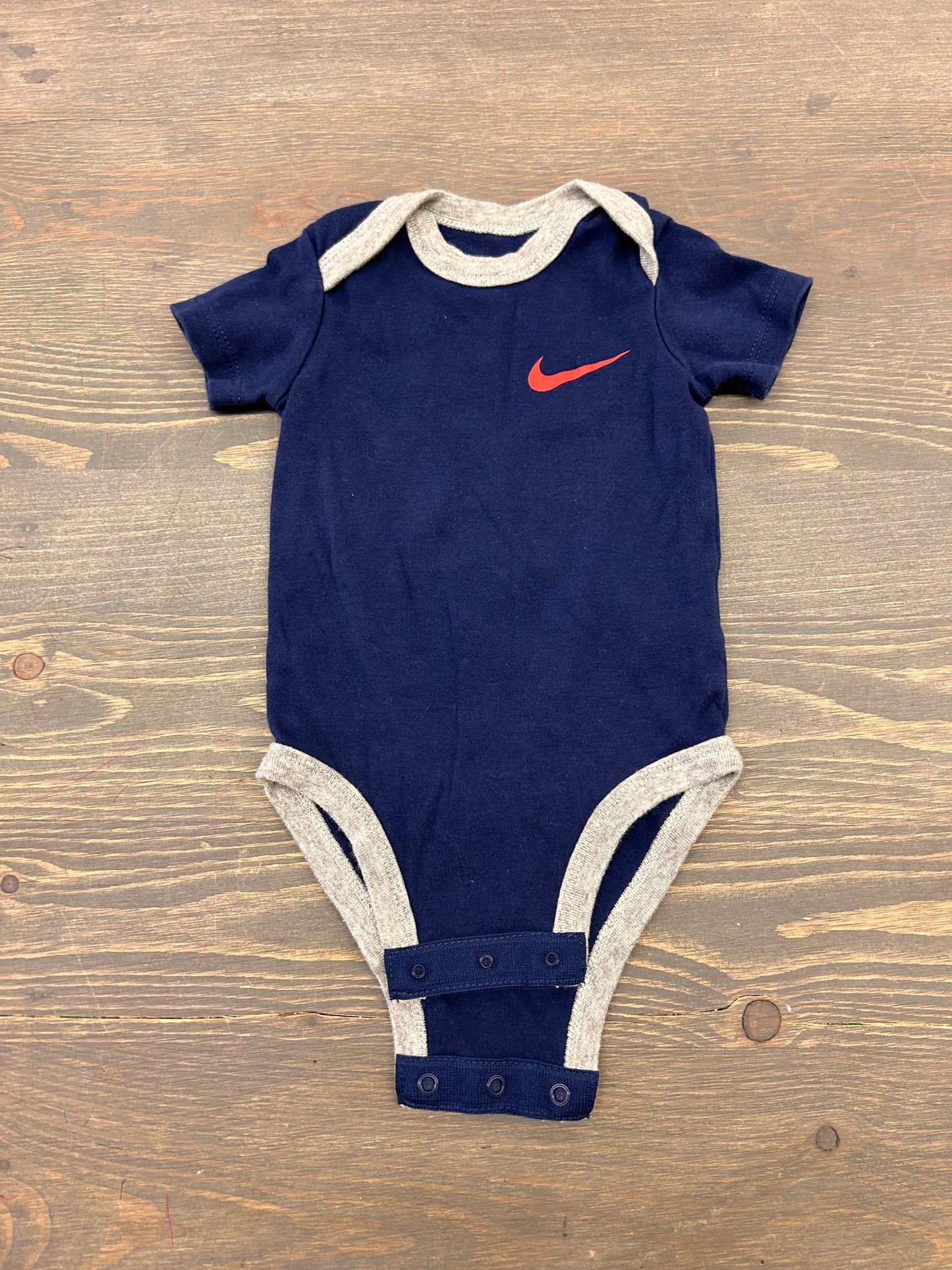 Nike 3/6m navy & red just do it onesie