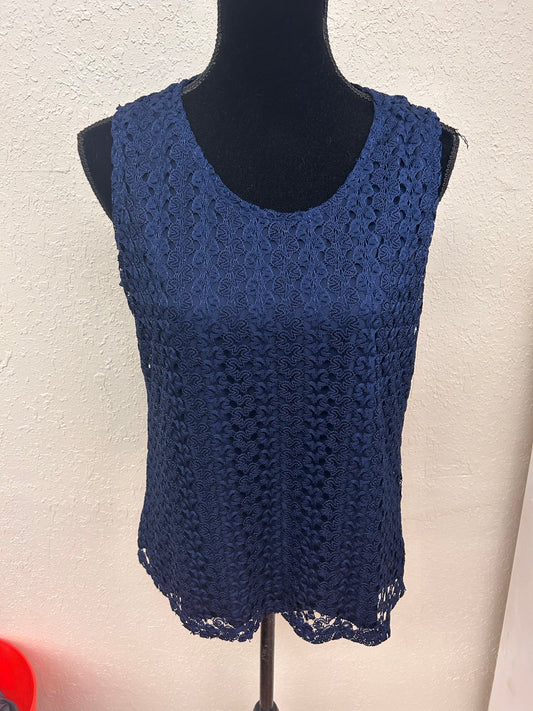 Tanjay medium blue lace tank blouse