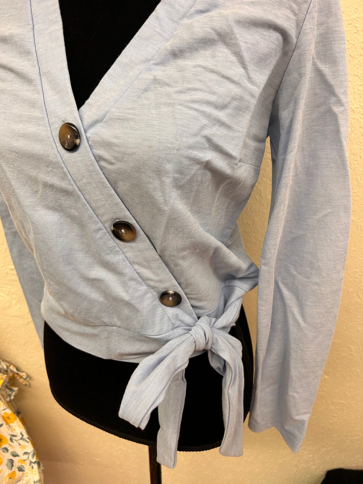 Dynamite small blue wrap style blouse