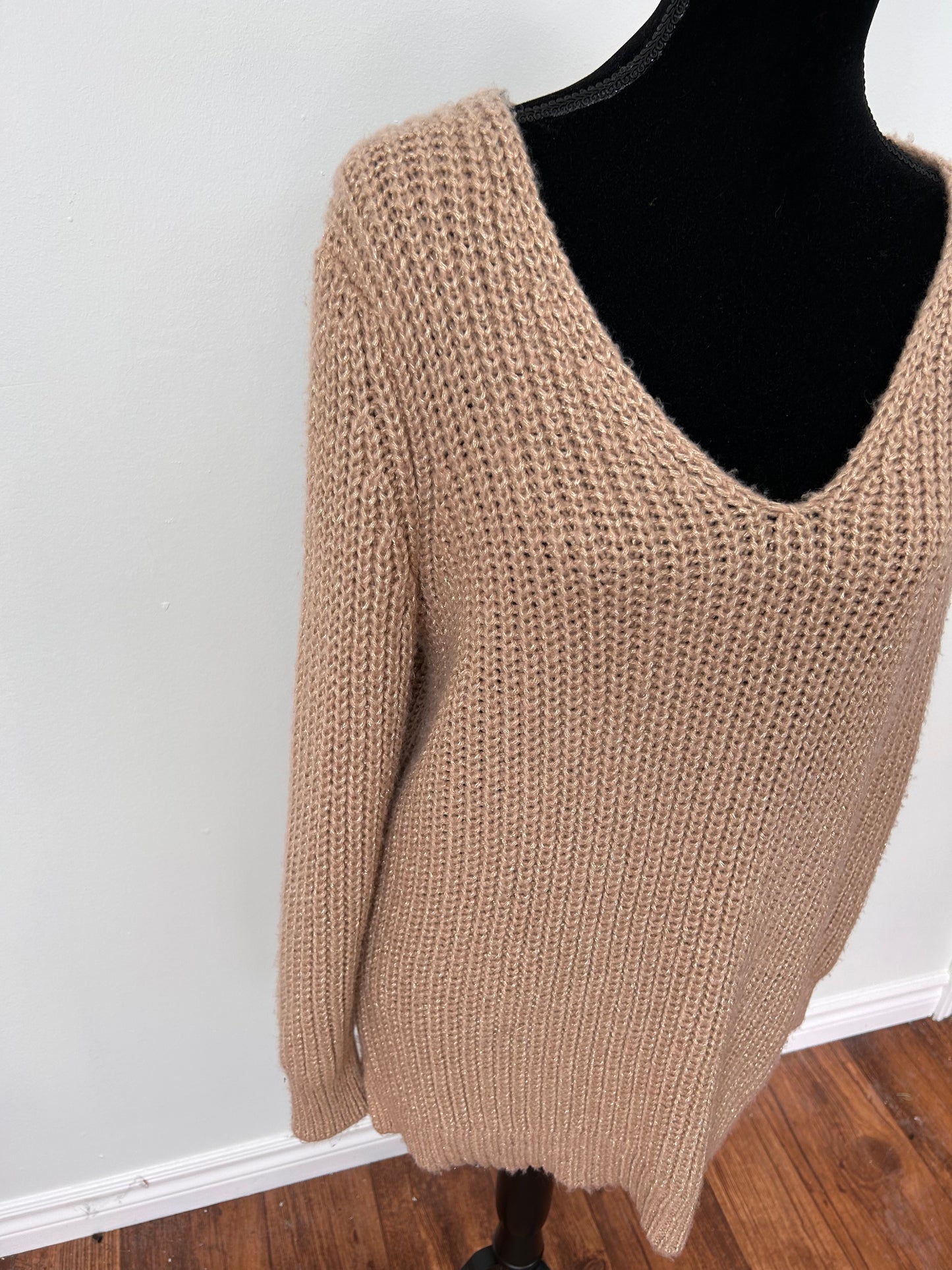 NEW LOFT tan vneck knit sweater