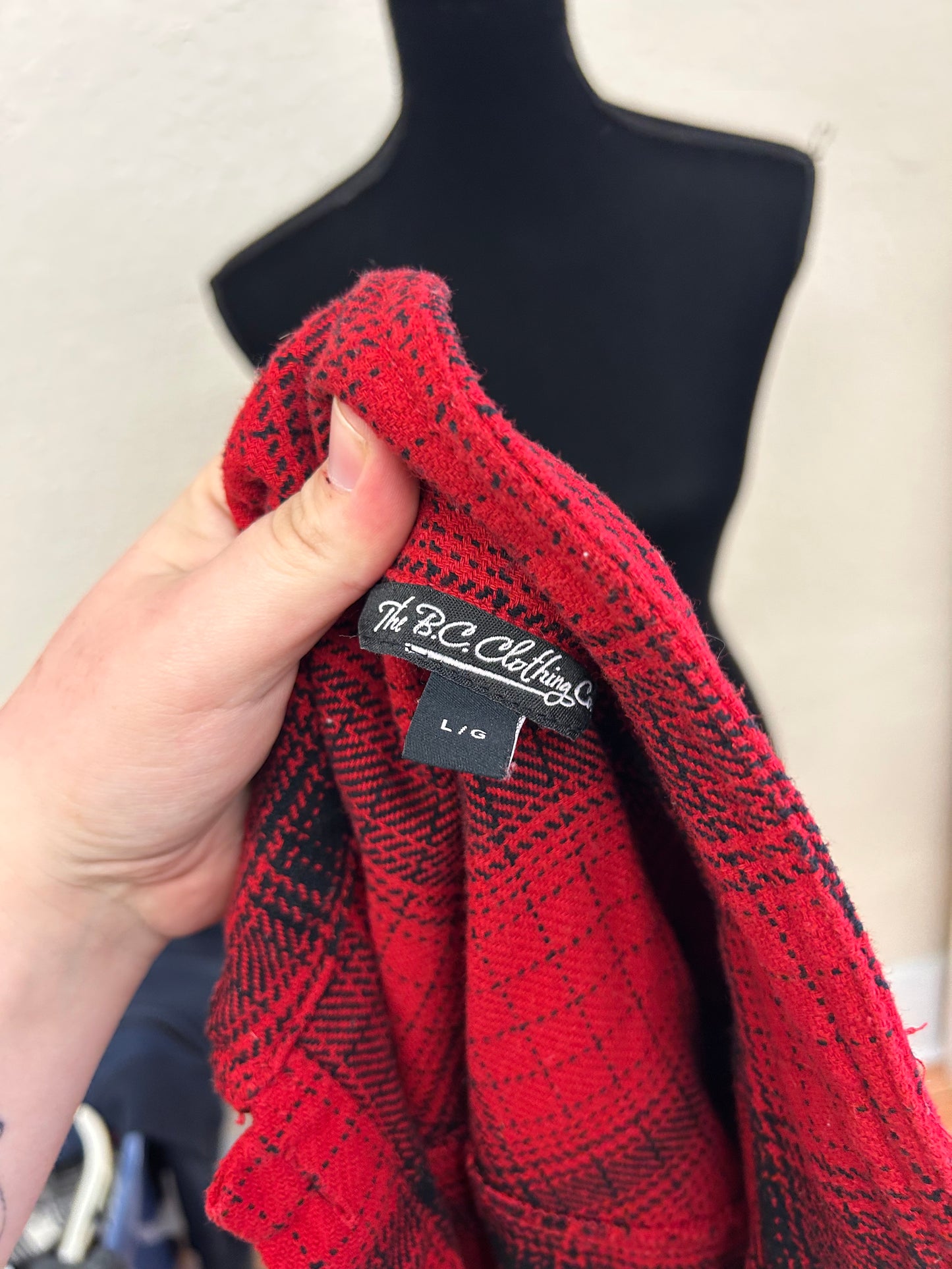 BC clothing co large red plaid Shacket