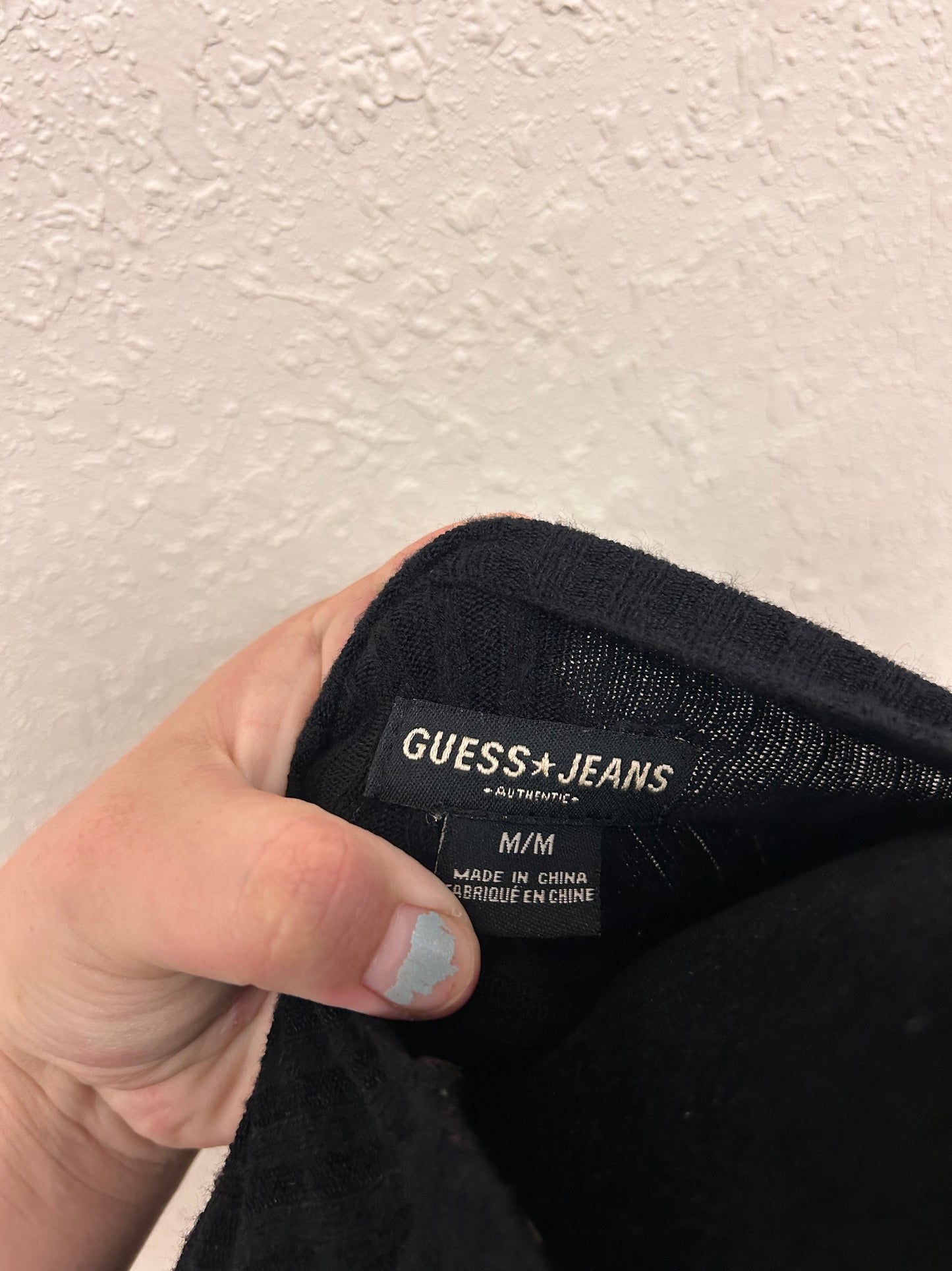 Guess jeans medium black ribbed zip up turtleneck shirt