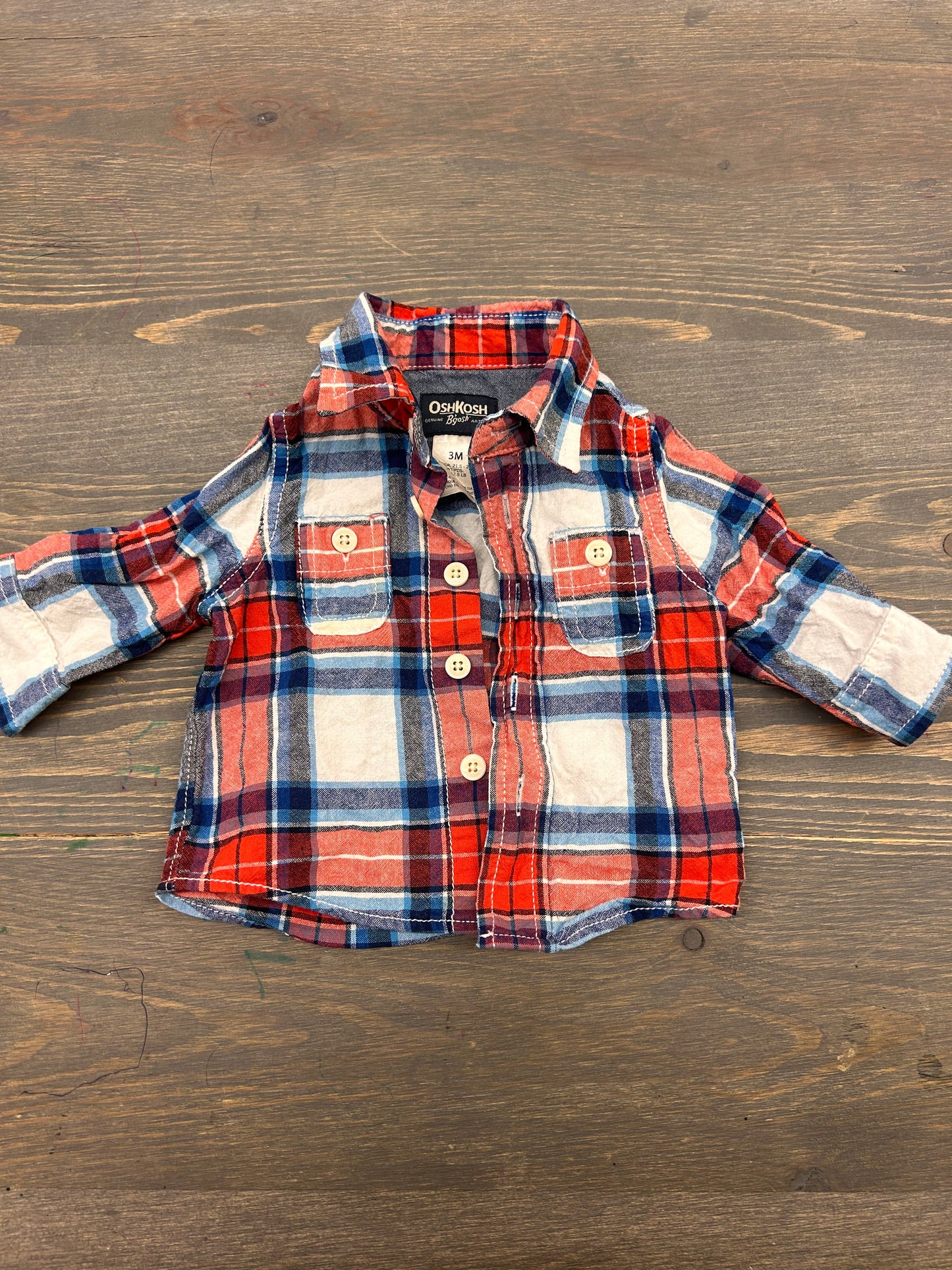 Oshkosh 3m red & blue flannel