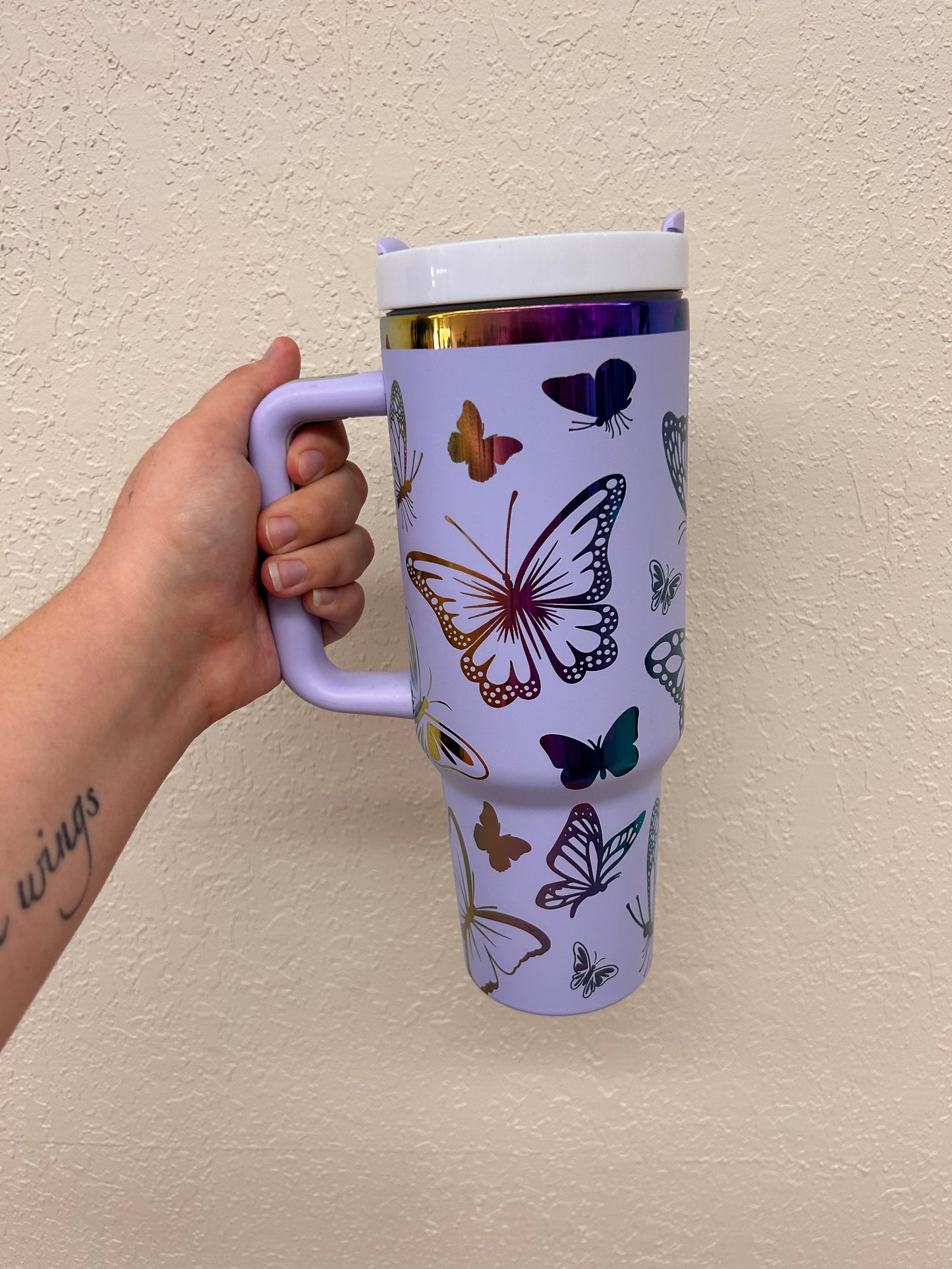 Purple butterfly 40oz tumbler