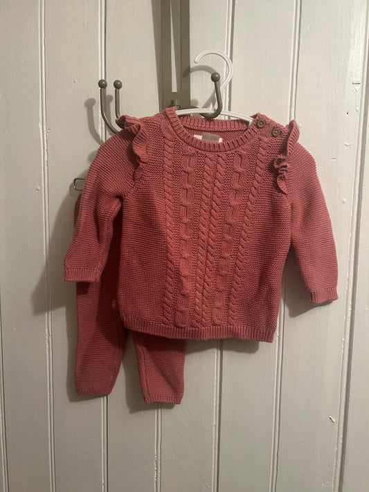Little planet carters 3m pink knit sweater & pants set