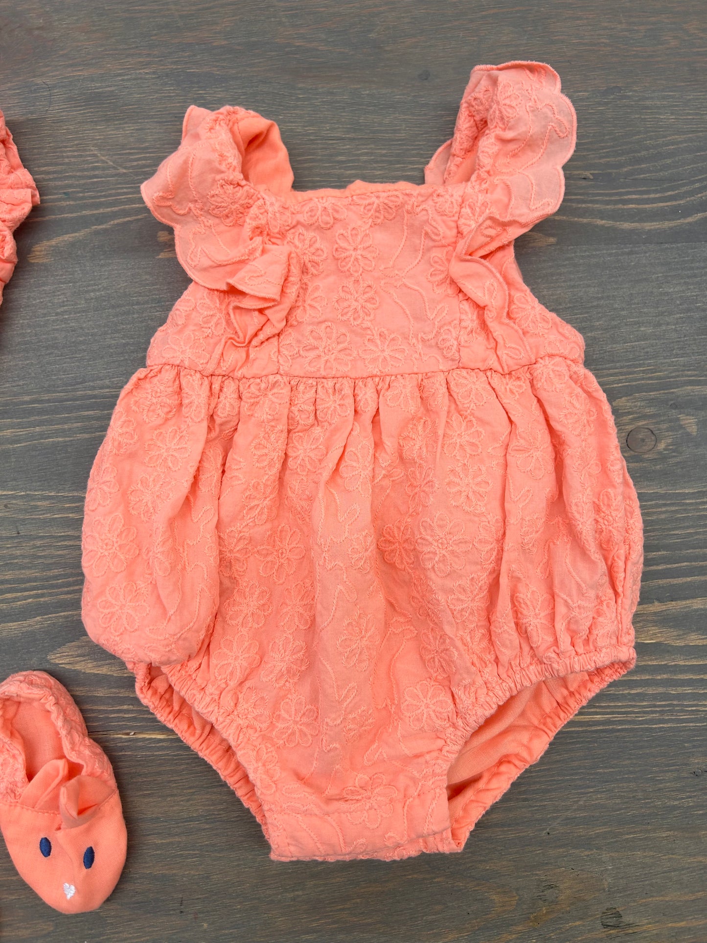 Cupcakes & cashmere 3/6m pink lace rabbit romper set