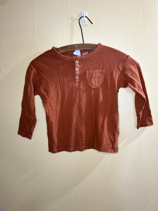 Zara 4/5t brown long sleeve shirt