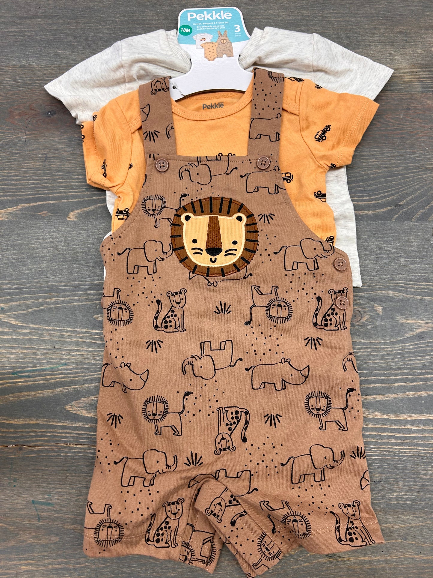 NEW Pekkle 18m brown safari overall set