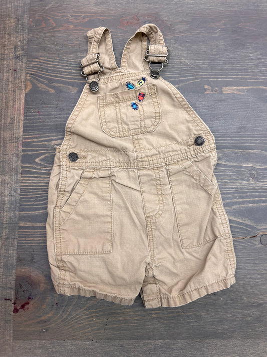 Carters 9m brown embroidered bug overalls