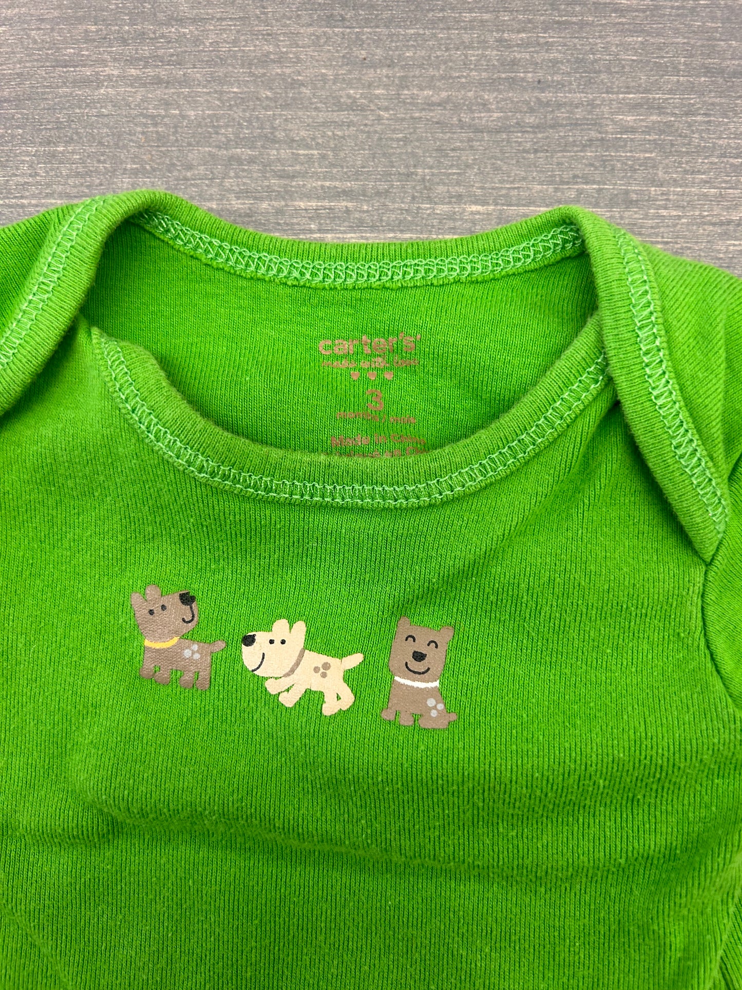 Carters 3m green dog onesie