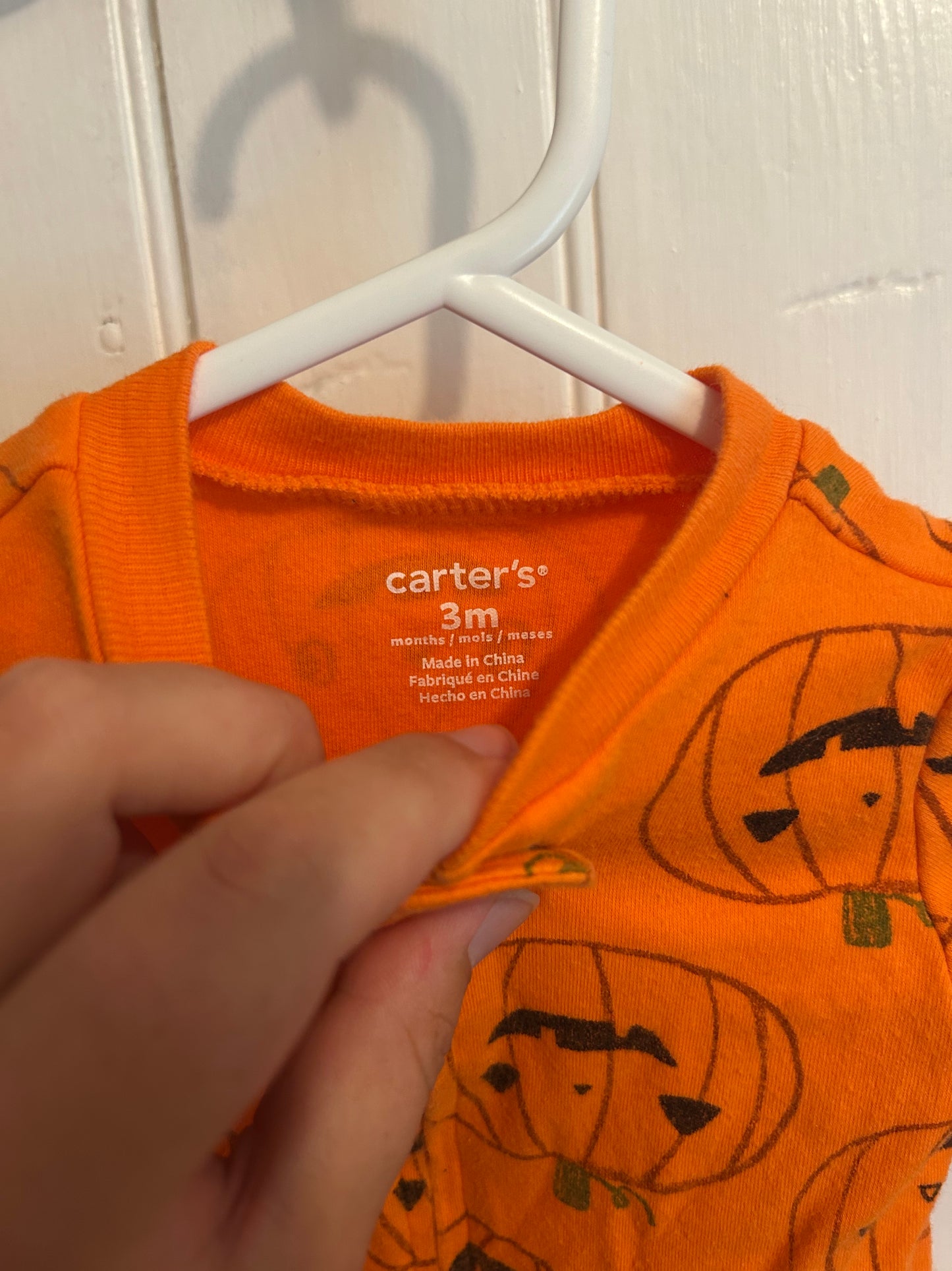 Carters 3m orange pumpkin sleeper
