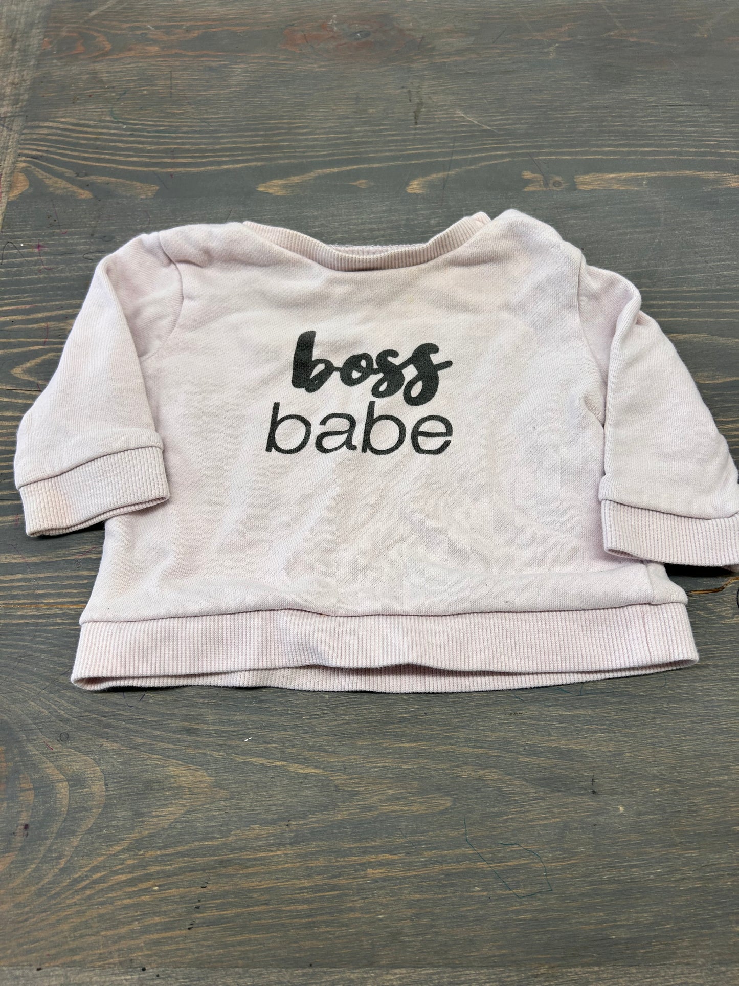 Small shop 3/6m pale pink boss babe sweater