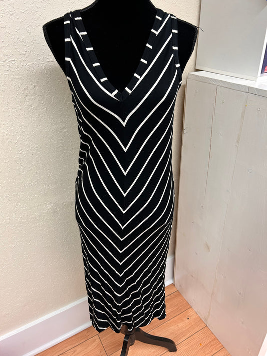 NEW guess small black striped midi dress with open back