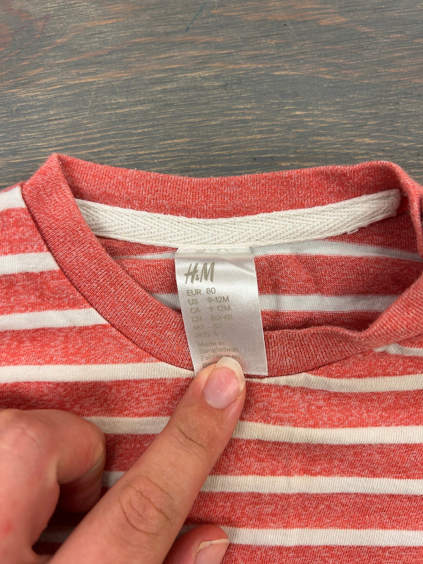 H&M 9/12m orange striped T-shirt