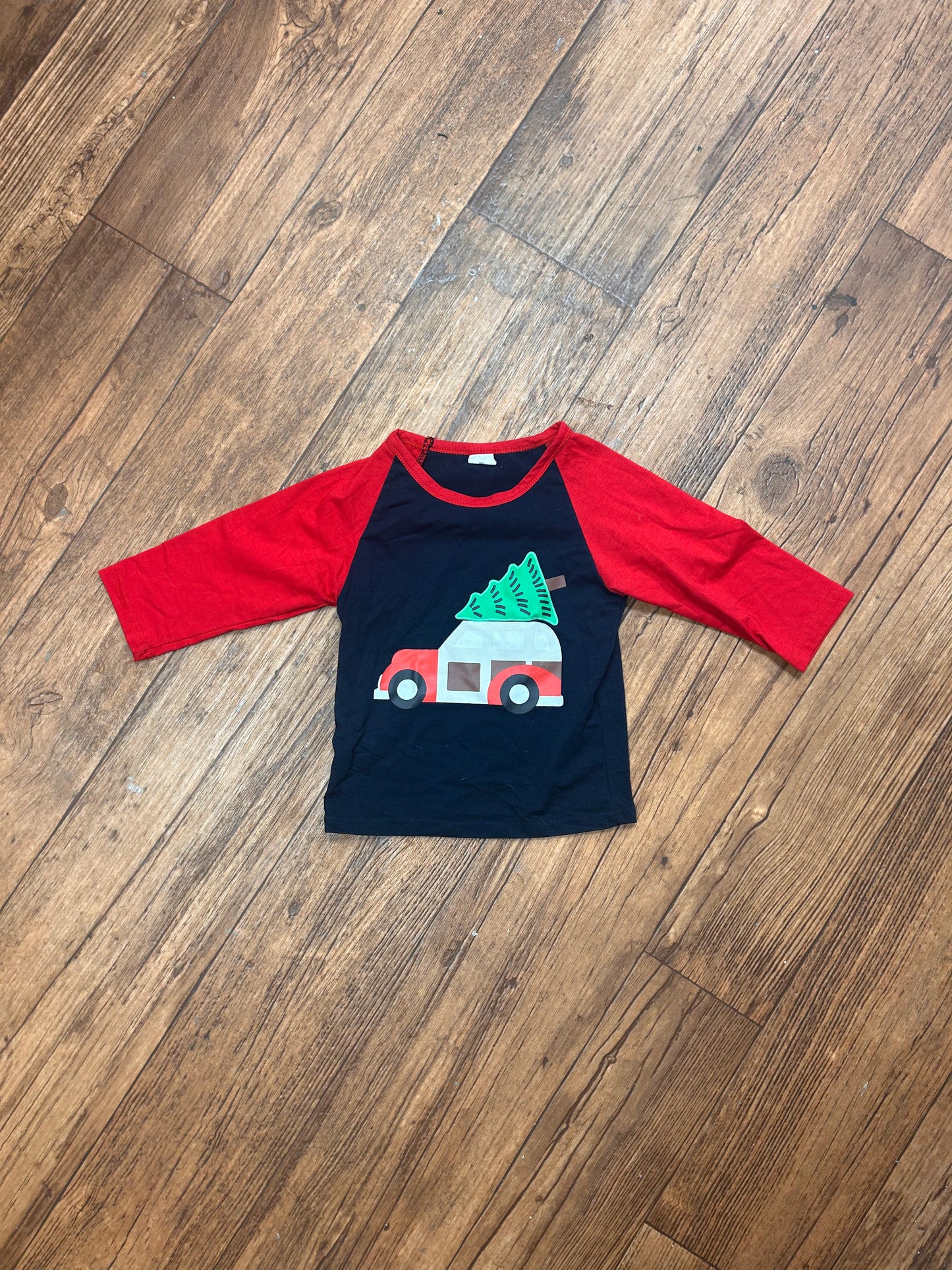 Small shop 2t Long Sleeved Red & Black Christmas Truck Shirt