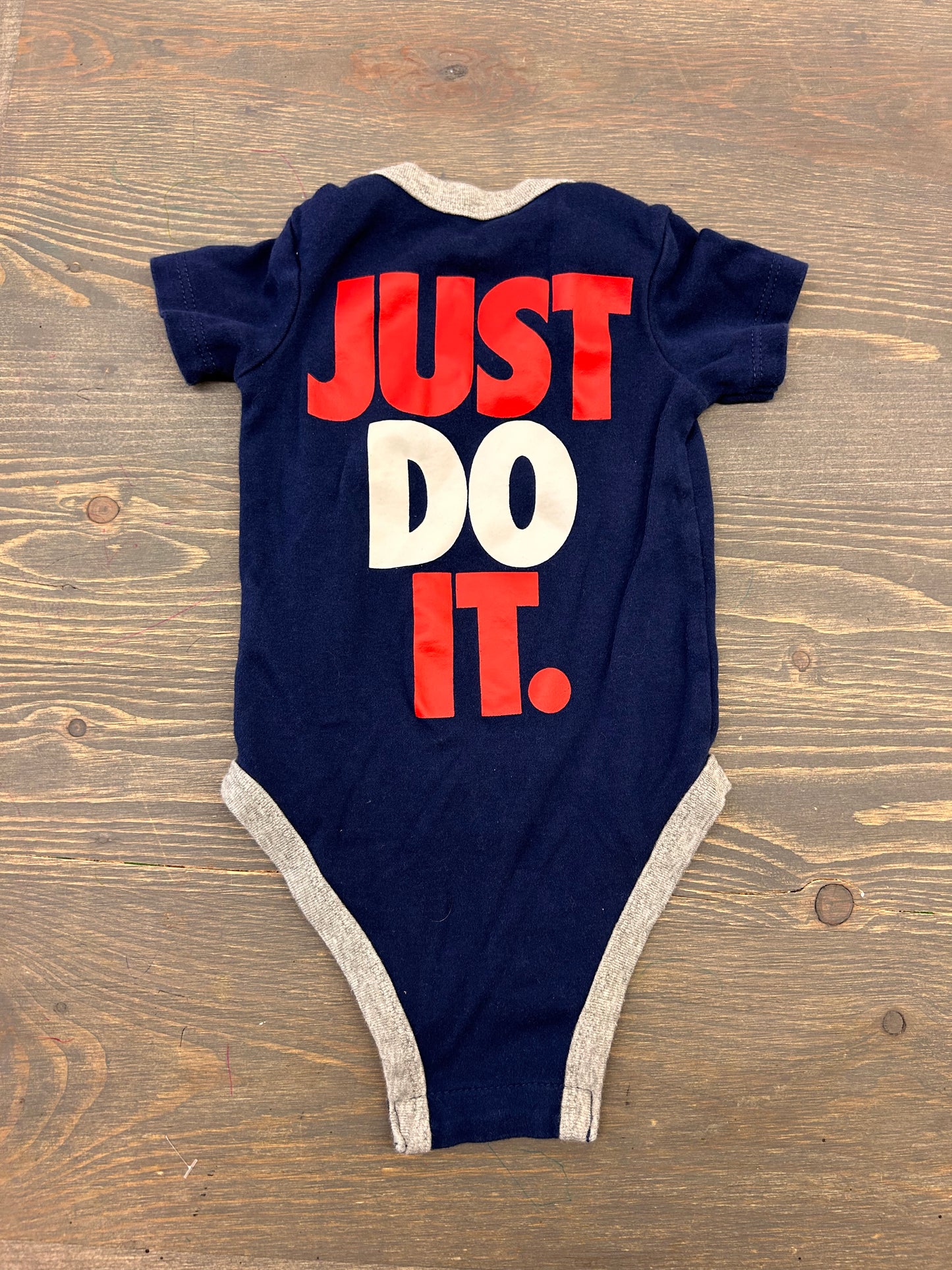 Nike 3/6m navy & red just do it onesie