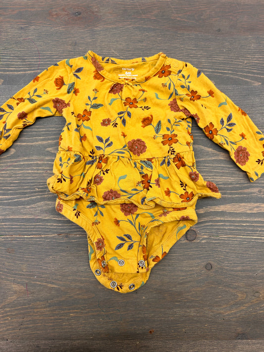 Carters 6m yellow floral skirted onesie