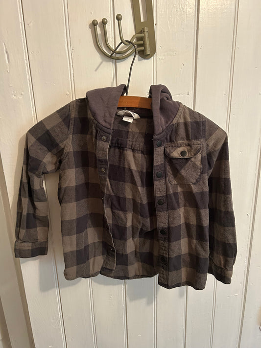 Ripzone 6 green & grey gingham hooded flannel