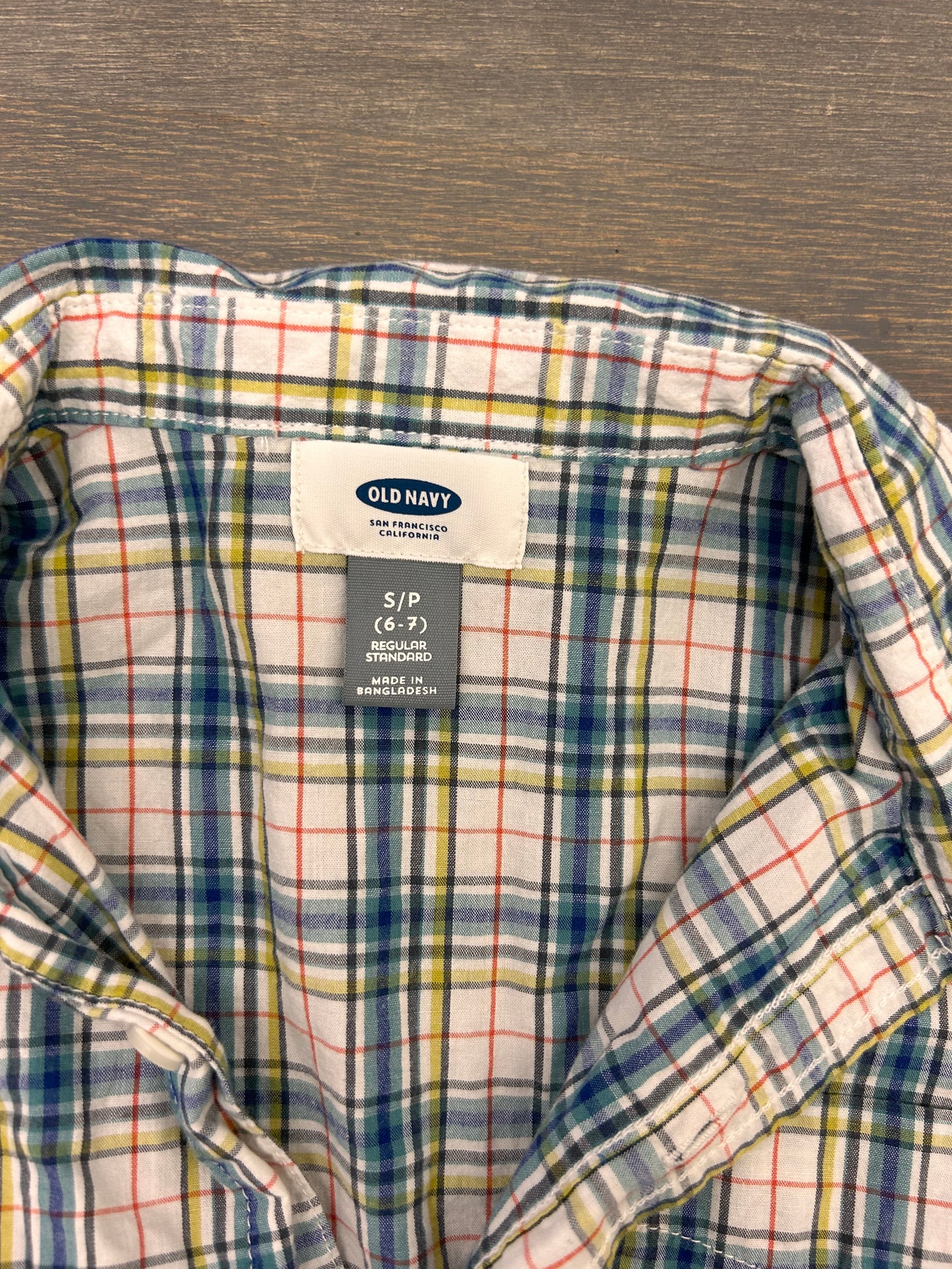 Old navy 6/7 white & blue flannel