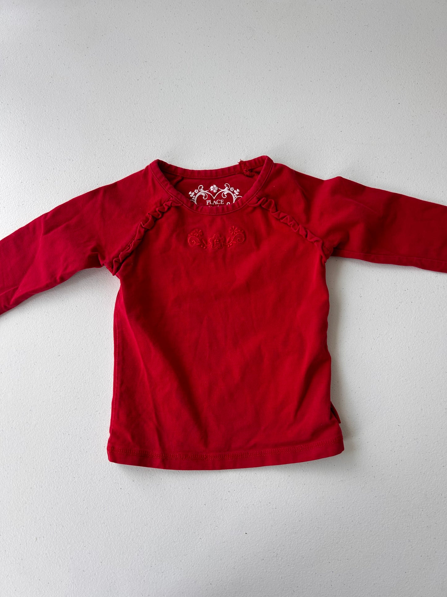 Children’s place 24m red ruffle long sleeve shirt