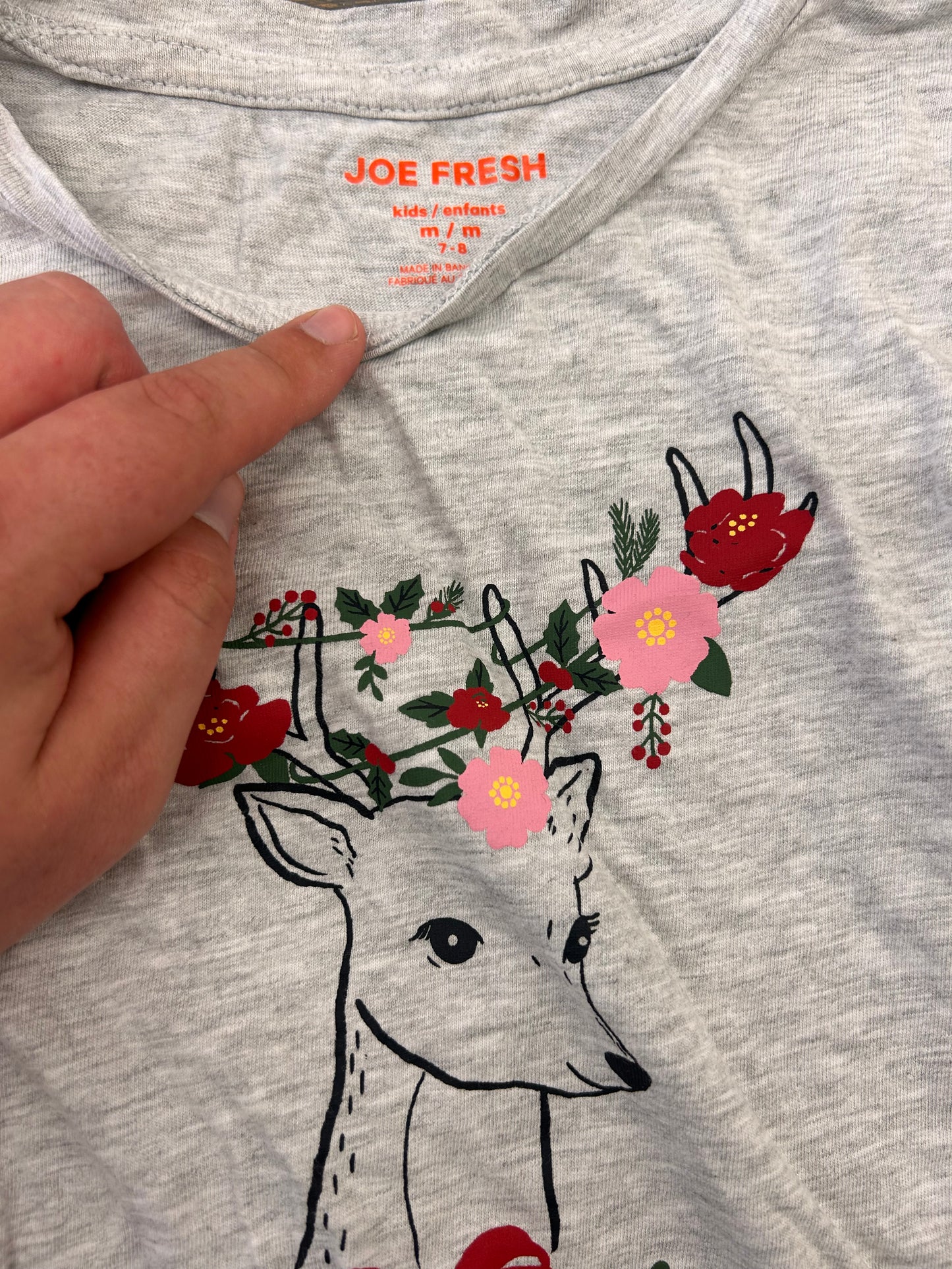 Joe fresh 7/8 floral deer long sleeve shirt