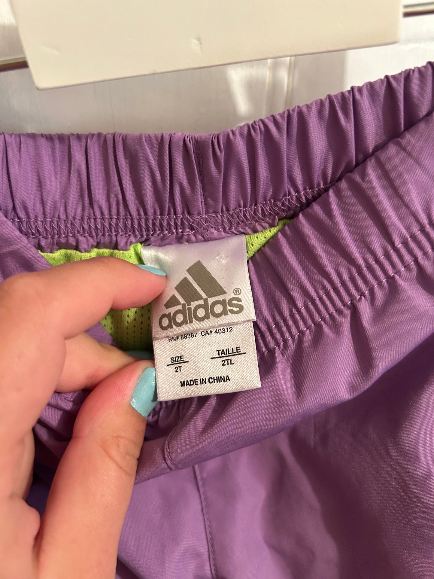 Adidas 2t purple & green windbreaker pants