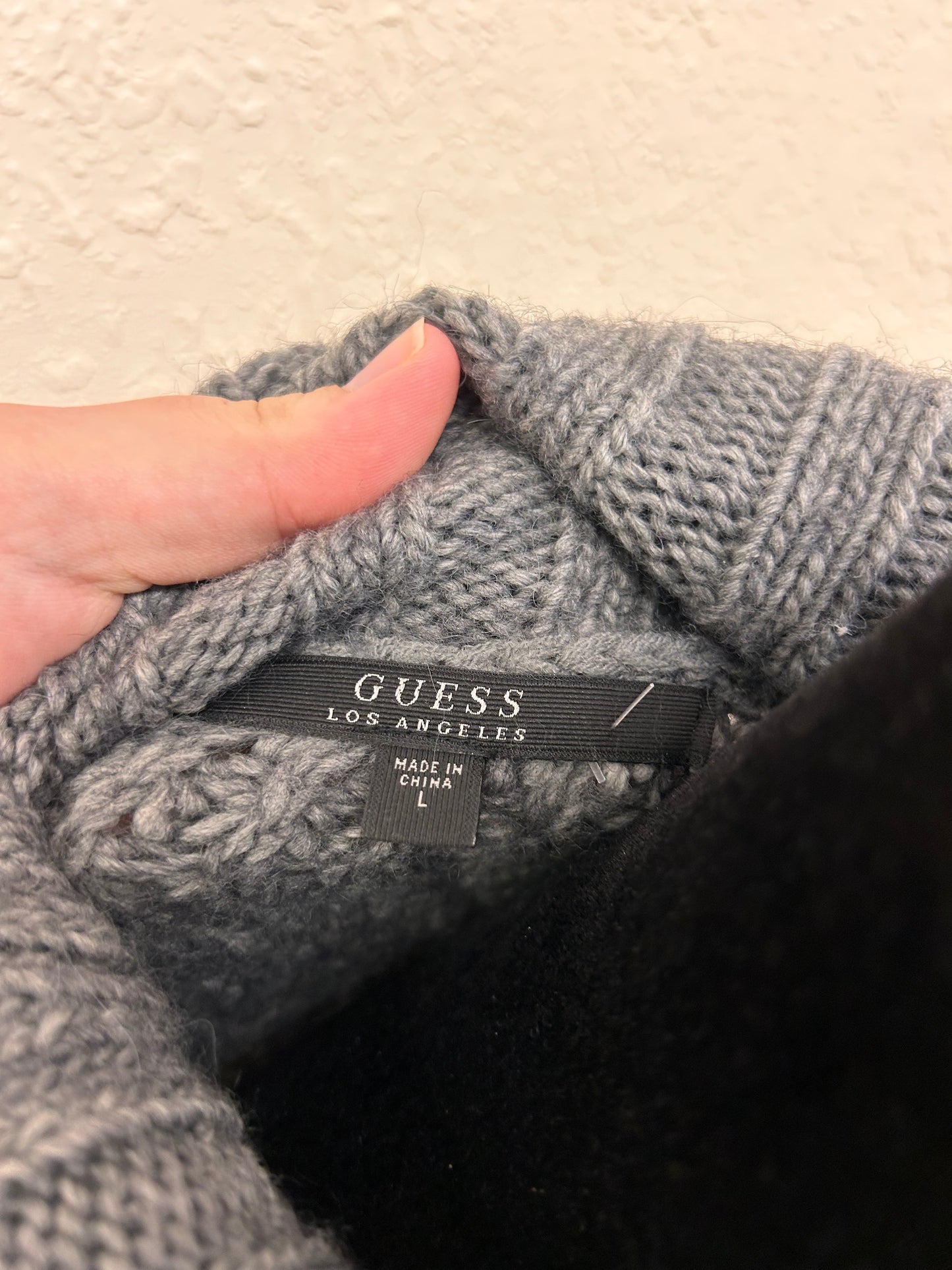 Guess large grey knit turtleneck tunic sweater