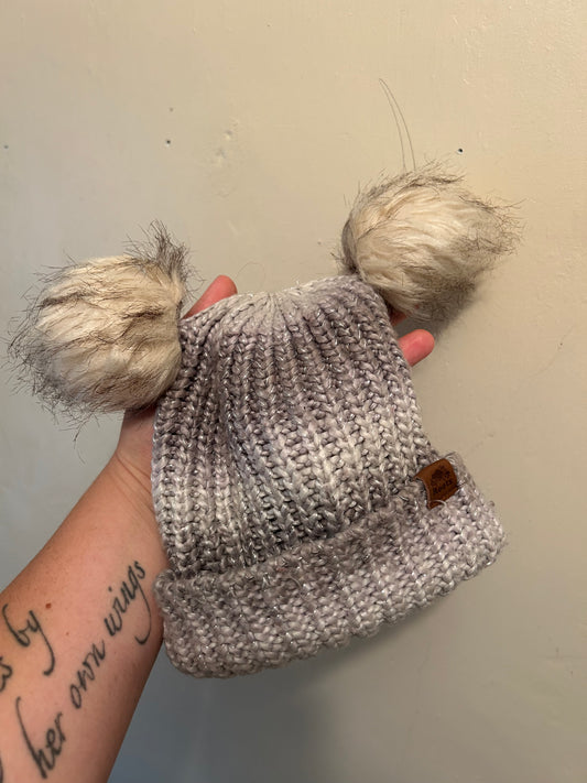 Roots 12/24m grey knit Pom hat