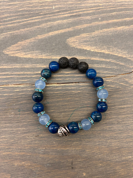 Blue leaf gemstone bracelet