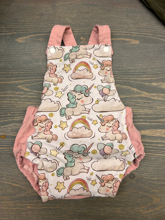 Sew Ashleigh 6/9m pink unicorn bubble romper