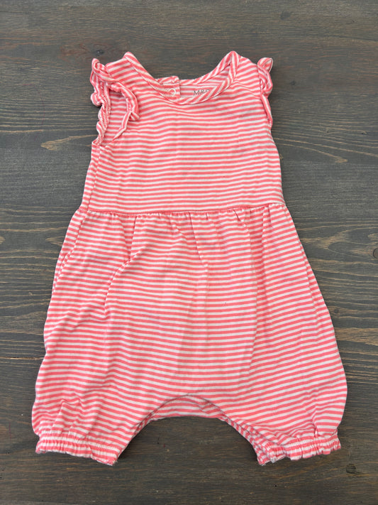 M&S 6/9m pink striped romper