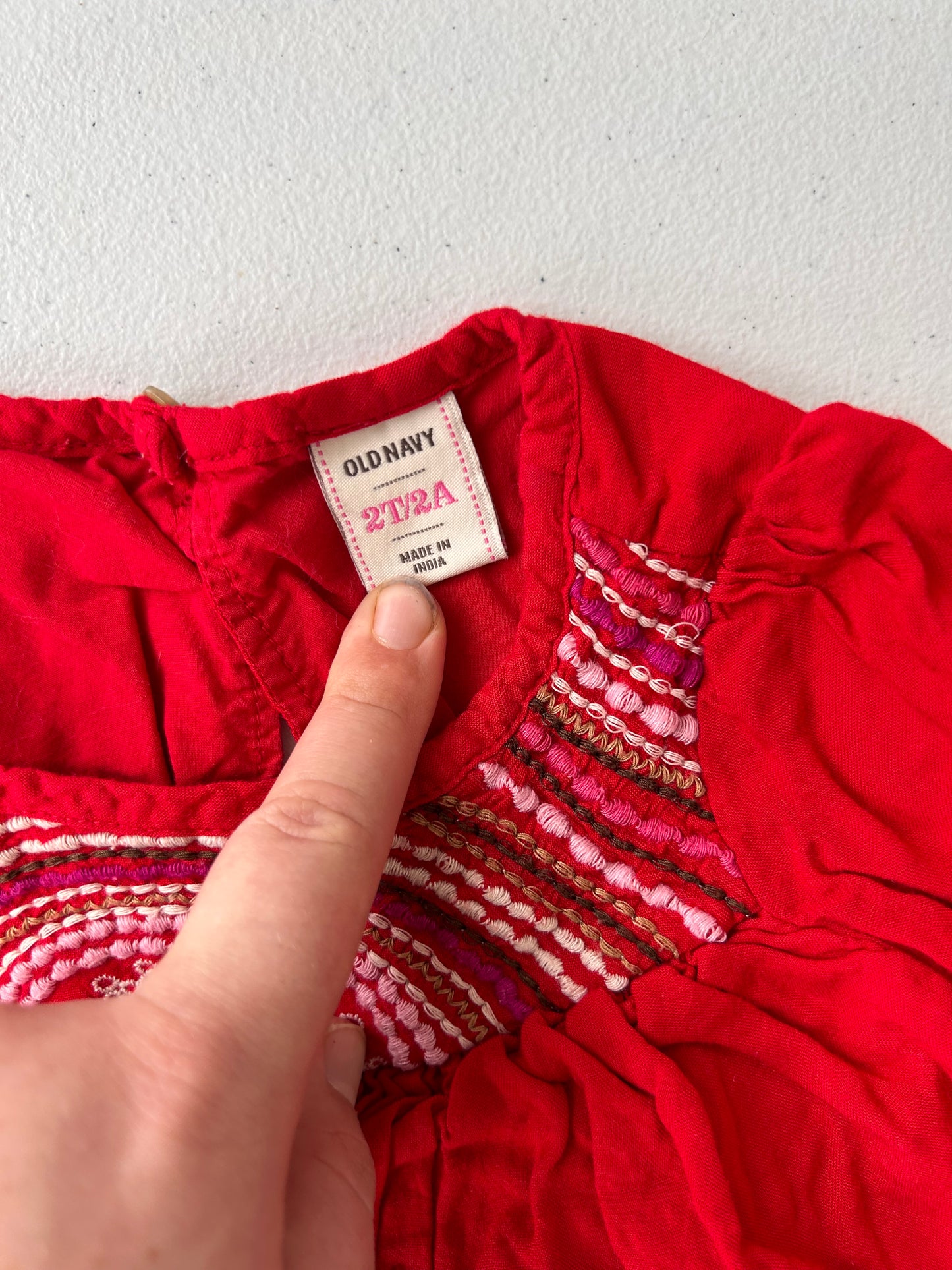 Old navy 2t red embroidered blouse