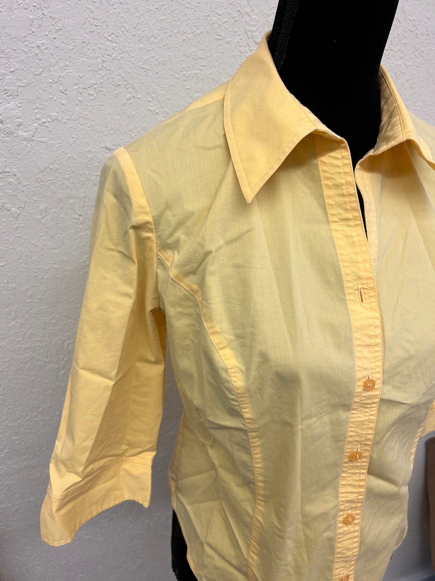 Tribal 8 yellow 3/4 length sleeve button up shirt