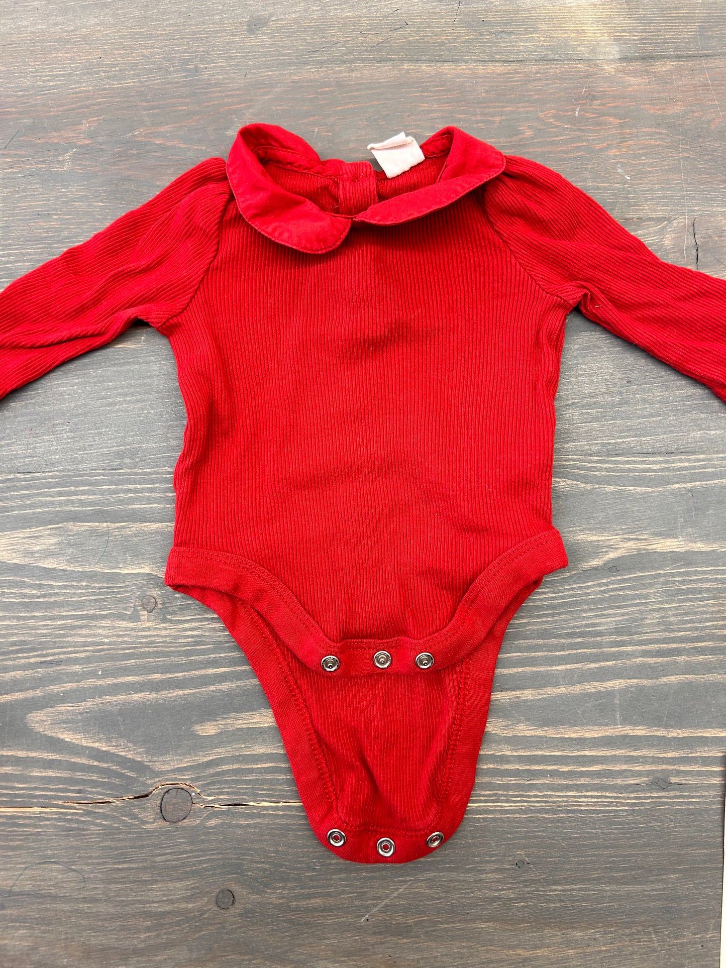 Gap 0/3m red collard onesie