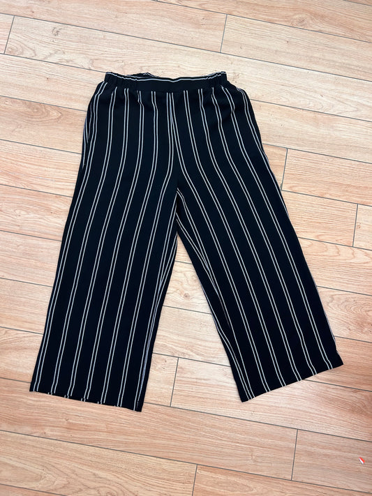 Red coral medium black & white striped wide leg pants