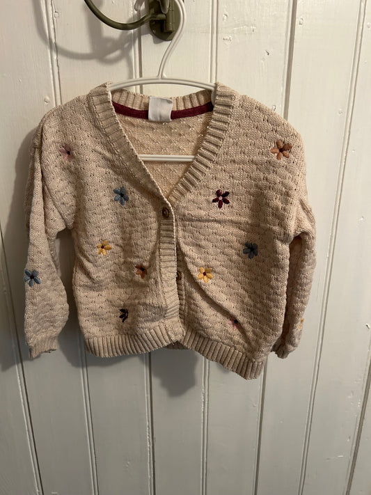 John Lewis 9/12m tan floral knot cardigan