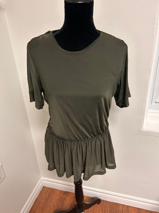 ONLY small green sheer Peplum blouse