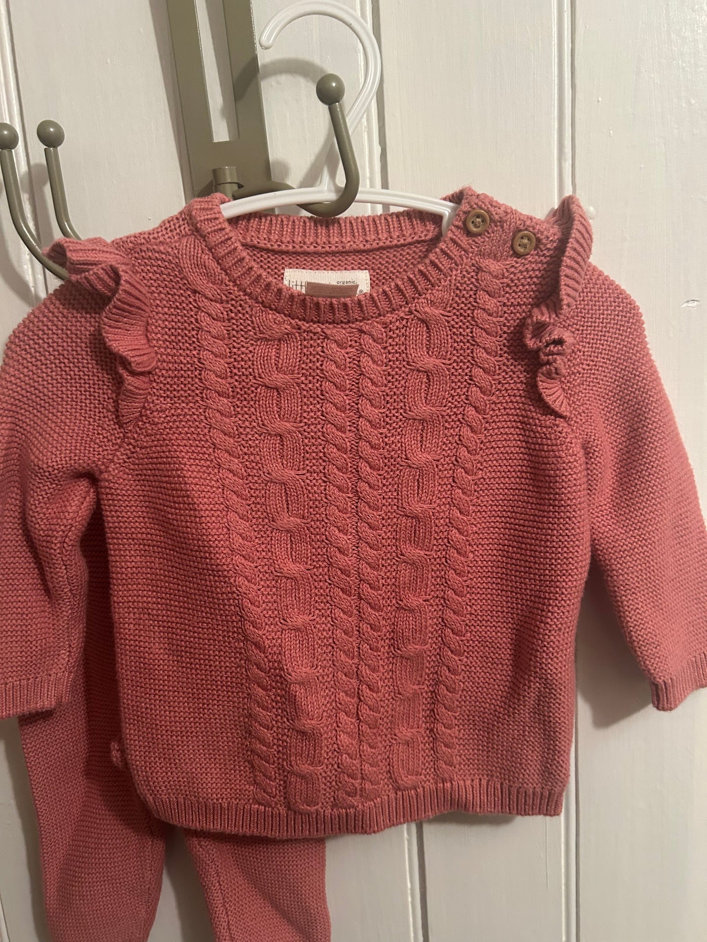 Little planet carters 3m pink knit sweater & pants set