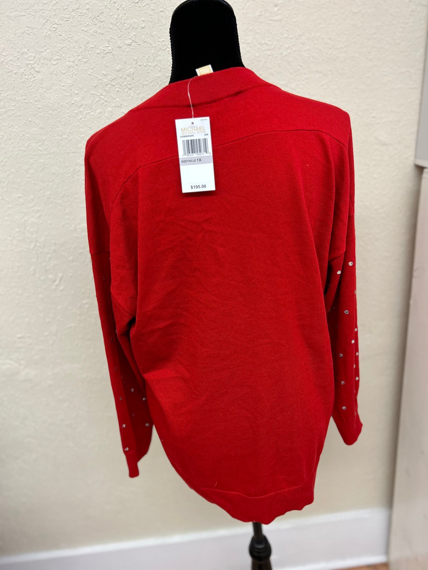 NEW Michael Kors 1x red sequin sweater