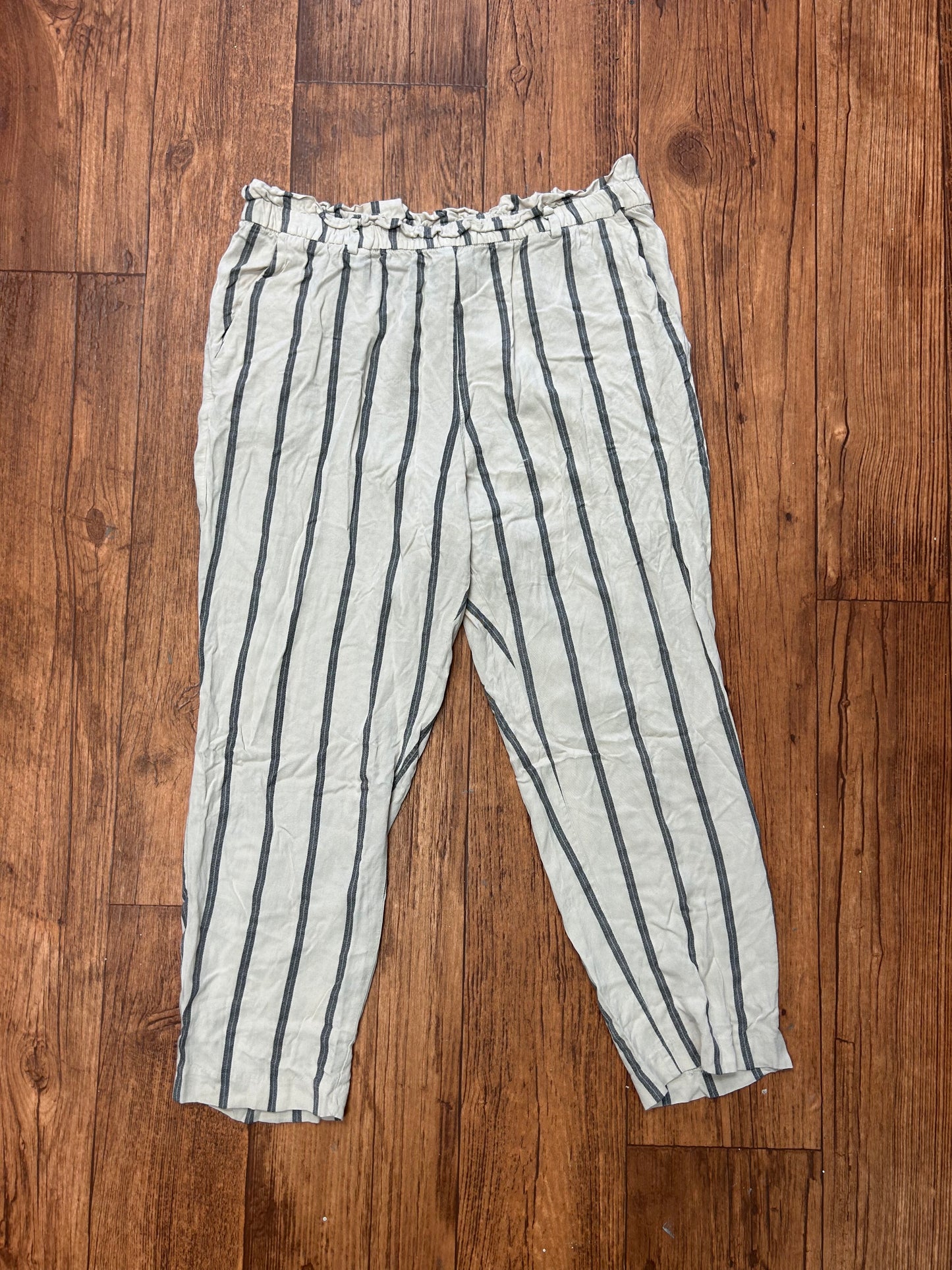 H&M size 12 tan striped linen like pant