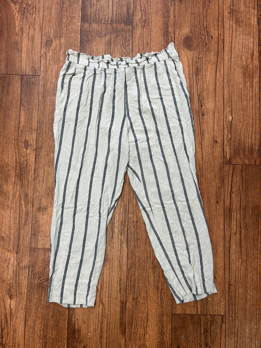 H&M size 12 tan striped linen like pant