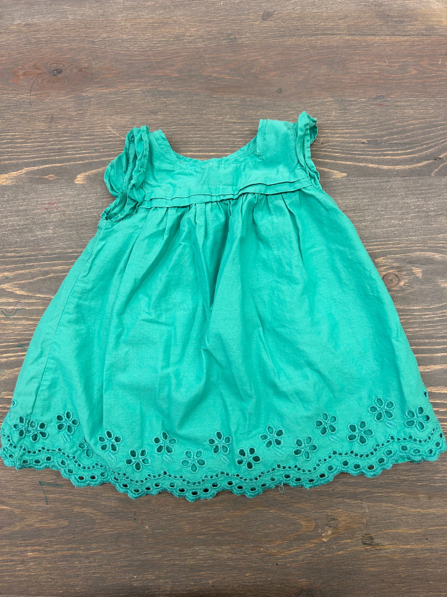 Gap 3/6m teal lace trim dress