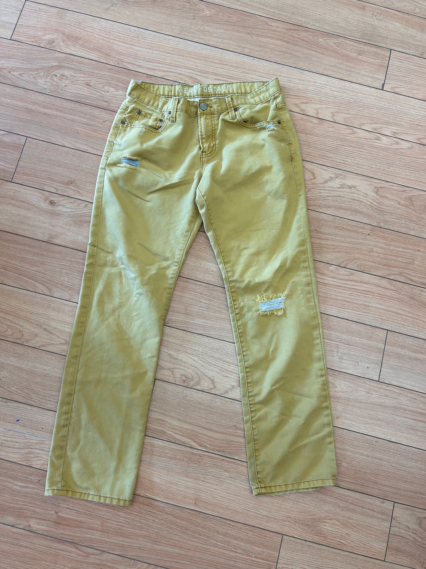 Aeropostale 33 yellow denim slim straight jeans